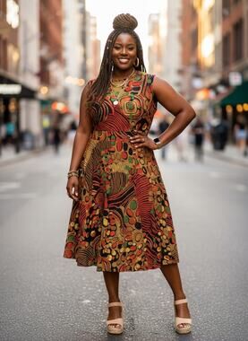 Ashro Bold Print Sleeveless Cotton Dress – Size 16
